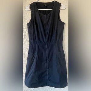 Theory Bonza Cotton Poplin Full Zip Front Knee Length Dress Navy Size 6